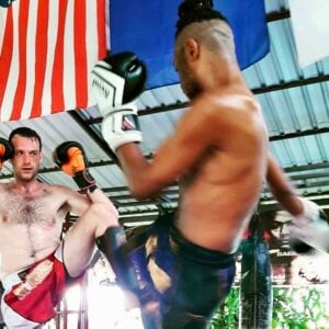 Two students fighting @ Sitjemam Muay Thai Camp, Pai, Northern Thailand.