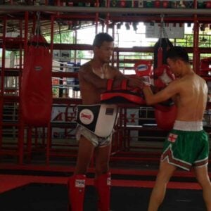 Honour Muay Thai, Krabi: Ajarn Yee and his student.