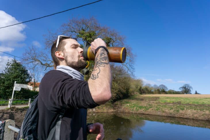 Drinking from Grayl Geopress