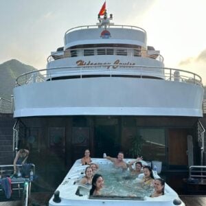 Group of people in jacuzzi, Halong Hideaway Cruise.