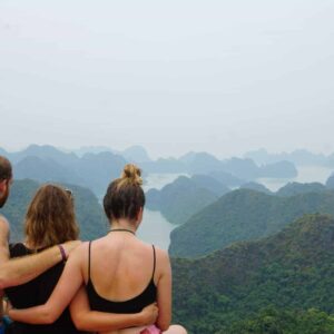 The scenery from the viewpoint after our trek in Halong Bay.